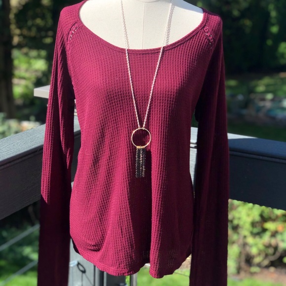 Lucky Brand Tops - LUCKY BRAND Burgundy Lace Thermal